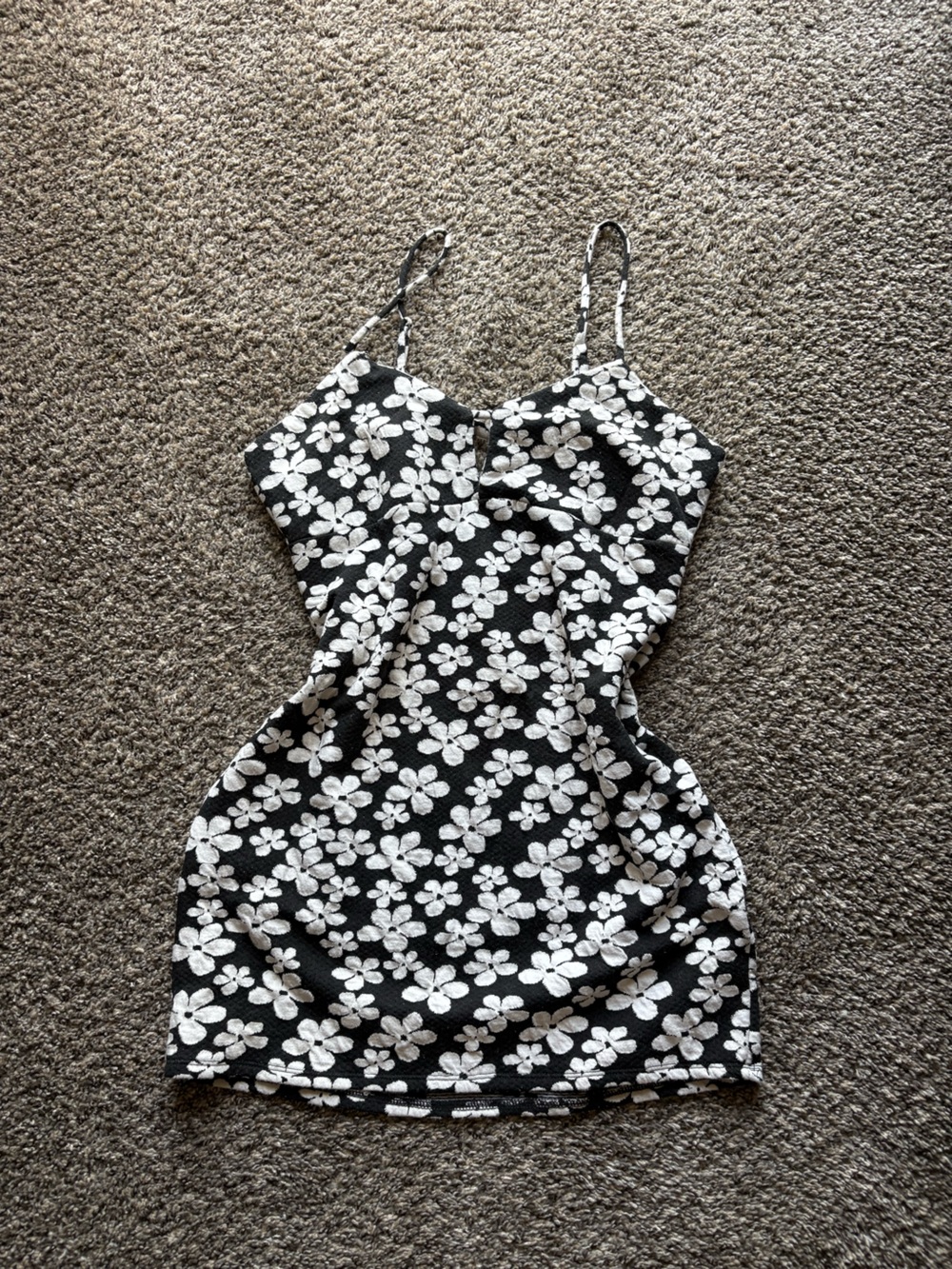 Floral Black & White Slip Dress